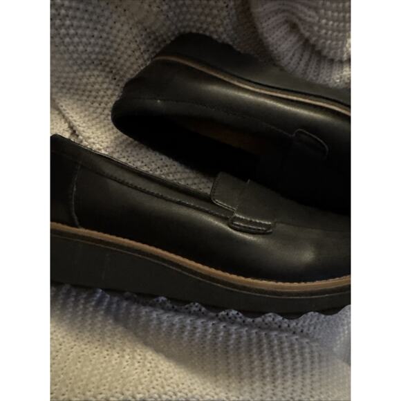 Clarks Sharon Gracie Shoes Womens Size 8 Black Leather Loafer Comfort Platform - Picture 9 of 9